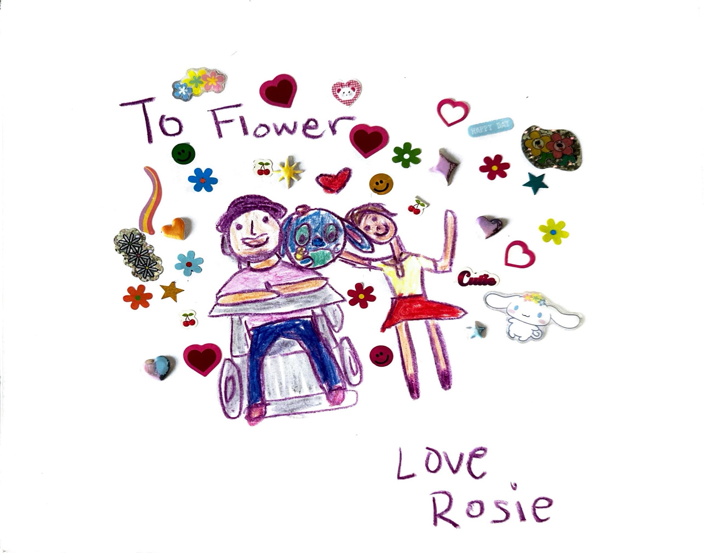 drawing of me and flower! and flower!